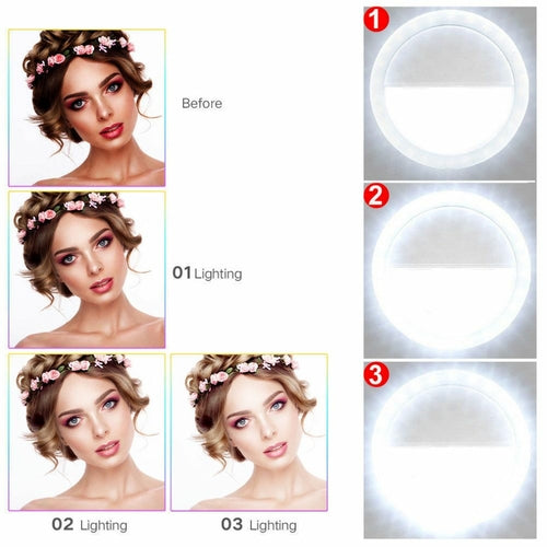 Before and after comparison of a woman's face with lighting adjustments.
