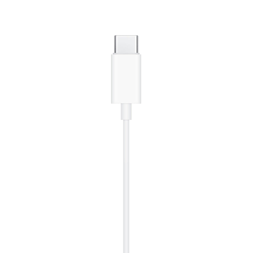 White USB-C cable on a white background