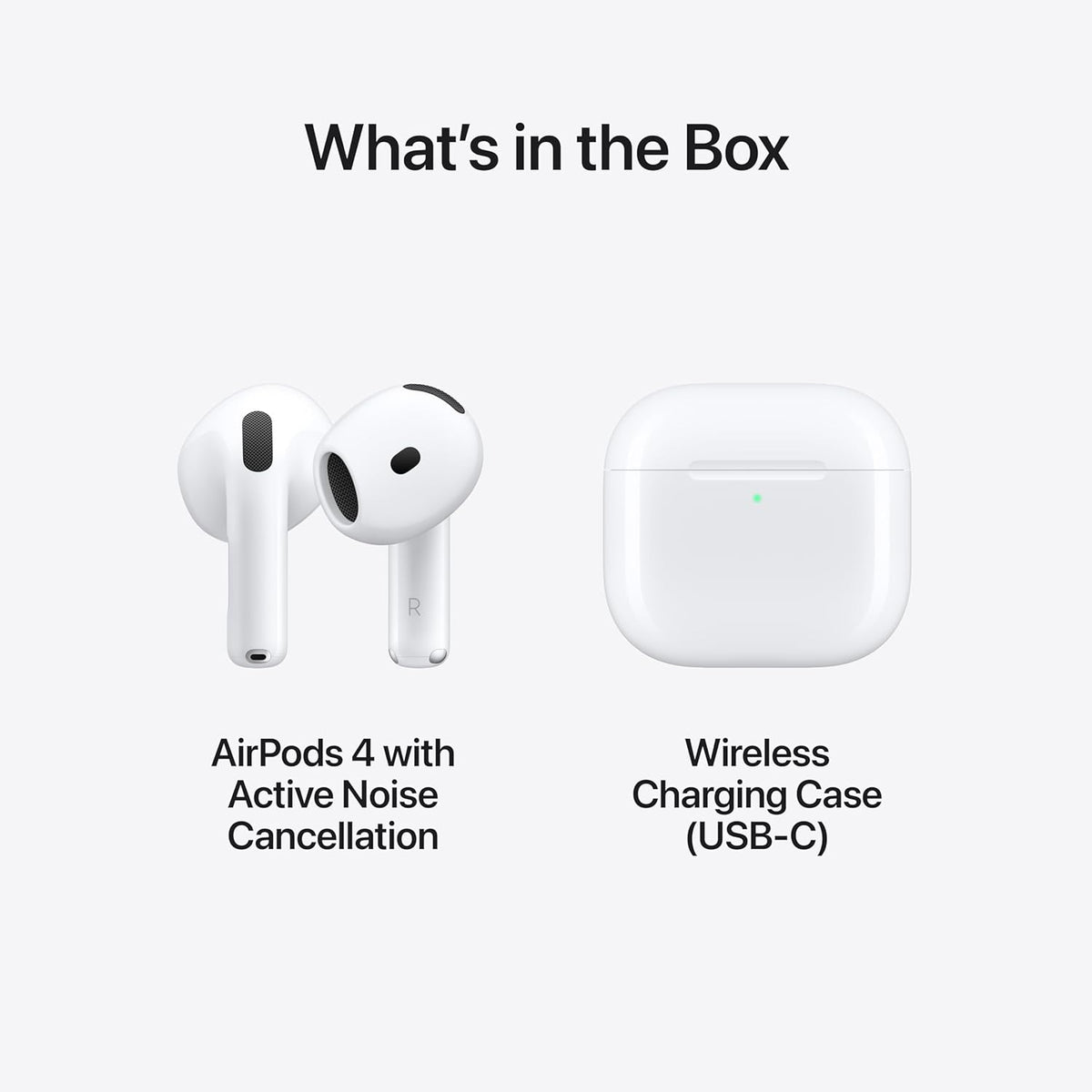 Apple AirPods 4 Wireless Earbuds, Bluetooth Headphones, with Active Noise Cancellation, Adaptive, Transparency Mode, Personalized Spatial Audio, USB-C Charging Case, Wireless Charging, H2 Chip