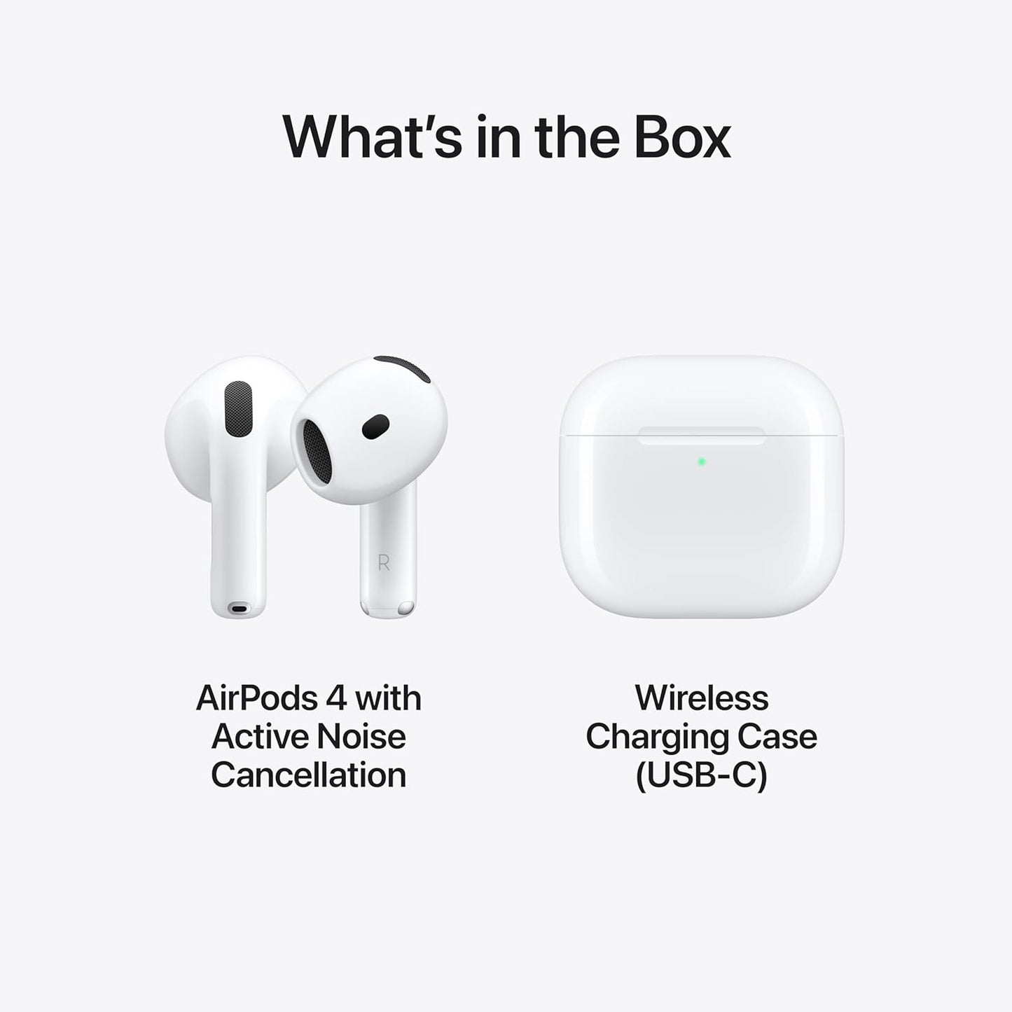 Apple AirPods 4 Wireless Earbuds, Bluetooth Headphones, with Active Noise Cancellation, Adaptive, Transparency Mode, Personalized Spatial Audio, USB-C Charging Case, Wireless Charging, H2 Chip