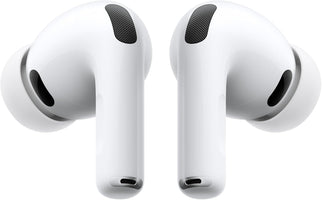 White wireless earbuds on a white background