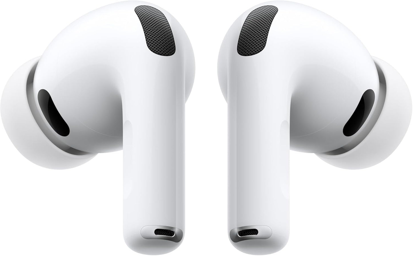 White wireless earbuds on a white background