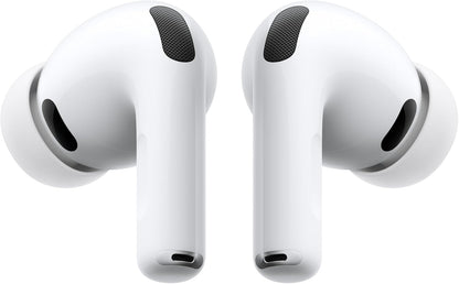 White wireless earbuds on a white background