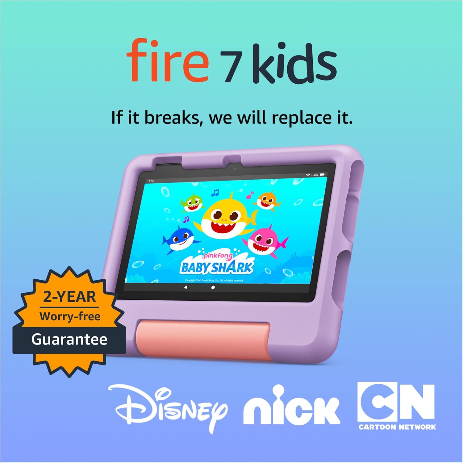 Amazon Fire 7 Kids tablet (newest model) ages 3-7. Top-selling 7" kids tablet on Amazon. Includes ad-free and exclusive content, easy parental controls, 10-hr battery, 16 GB, Purple