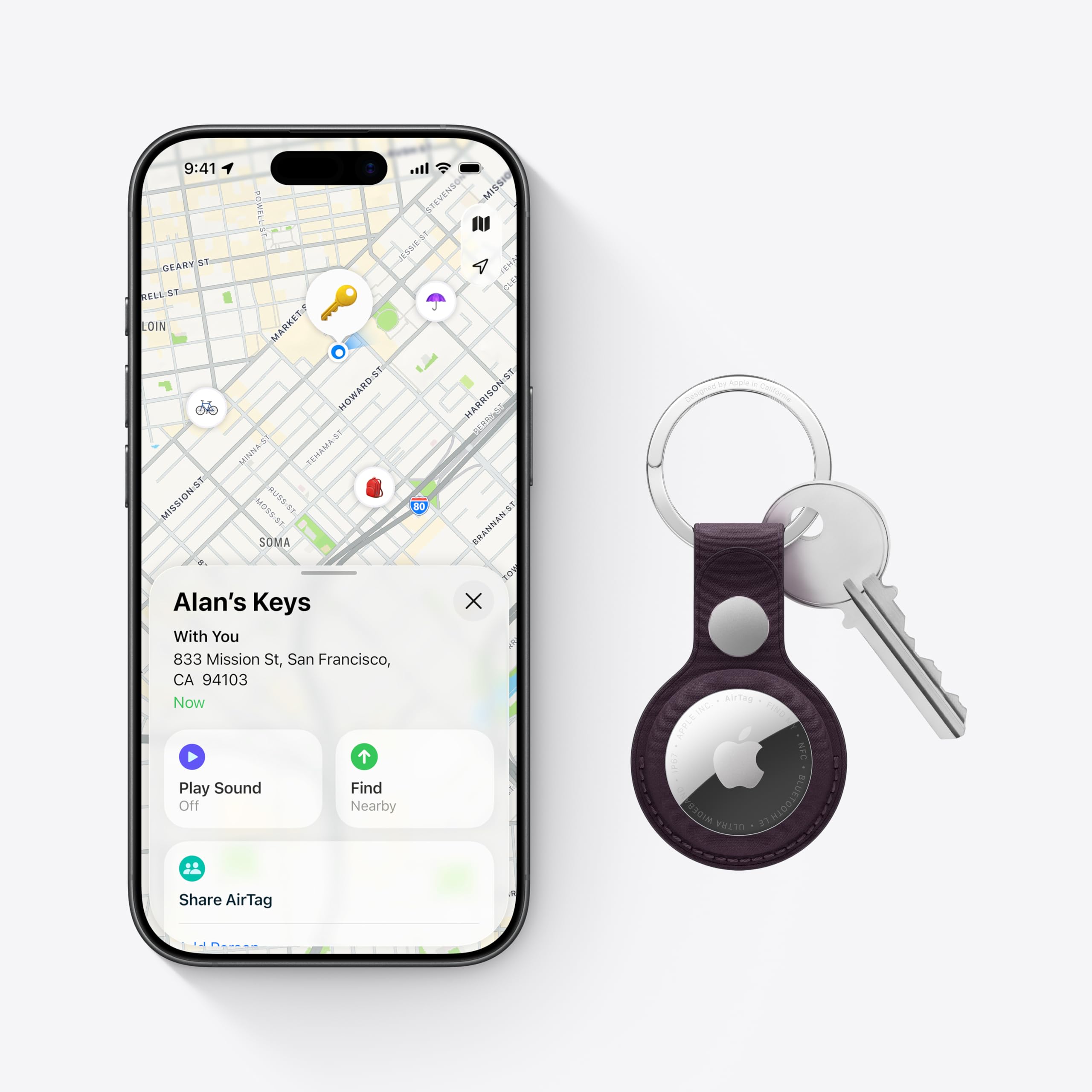 Apple AirTag (2nd Generation): Tracker for Keychain, Wallet, and More; Locator with Sound; Simple One-Tap Setup with iPhone or iPad; Key Finder with up to 1.5X Precision Finding Range*